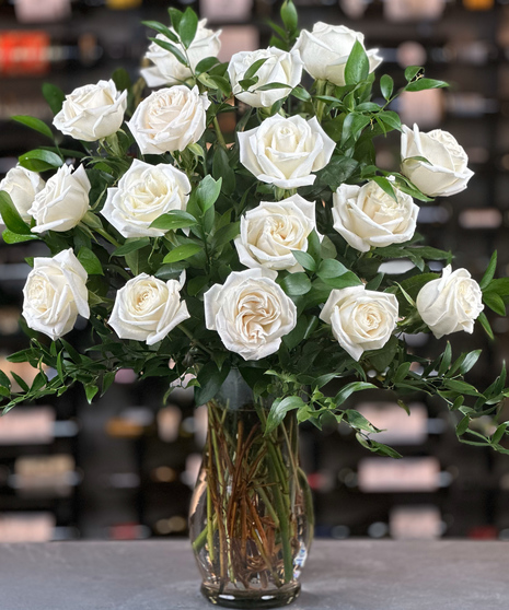 18 White Roses One And A Half Dozen