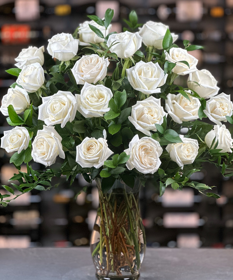 24 White Roses Two Dozen