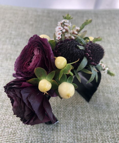 Burgundy & Black Wrist Corsages