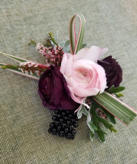 Burgundy & Pink Wrist Corsage